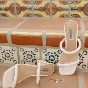 Steve Madden White Pearl Embellished Heels - Lilah Heels size 7